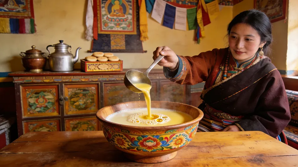 tibetan butter tea traditional drink yak butter tea cup