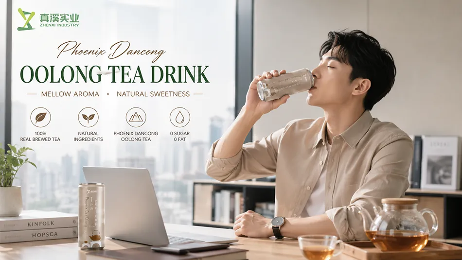 Enjoying premium Phoenix Dancong oolong tea drink during daily refreshment