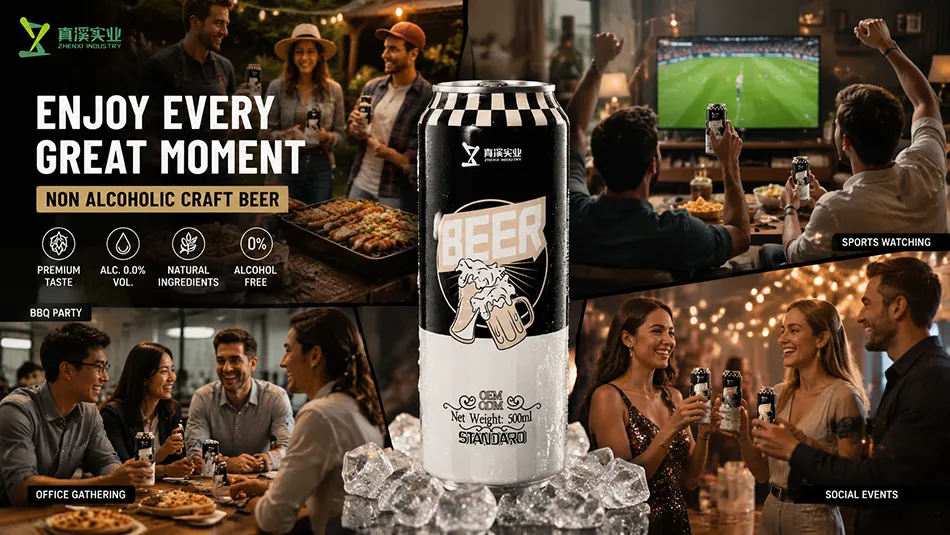 Enjoying premium non alcoholic craft beer during social gathering