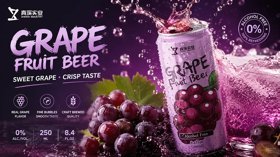 grape flavored alcohol free craft beer with refreshing fruit taste