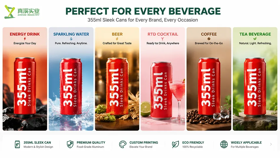 355ml sleek aluminum can for energy drink beer tea and sparkling water