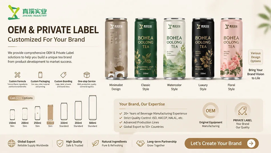 OEM and private label Bohea flavor RTD oolong tea customization services for brands
