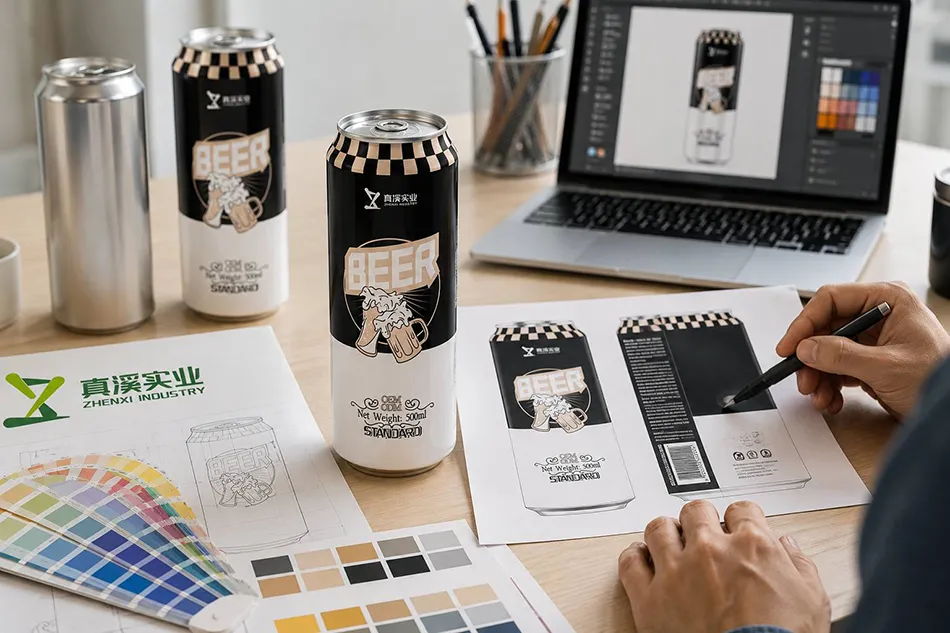 Private label non alcoholic beer can artwork review for OEM packaging design