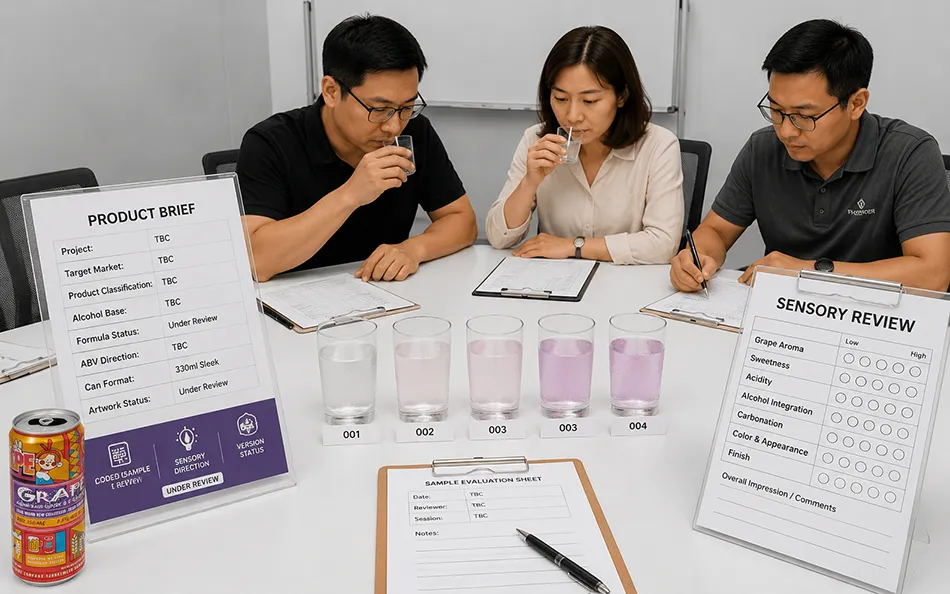 Coded grape hard seltzer samples under aroma sweetness acidity carbonation and finish review