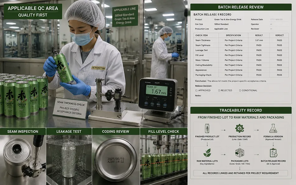 500ml Standard Green Tea Aloe energy drink qc & traceability for OEM project review