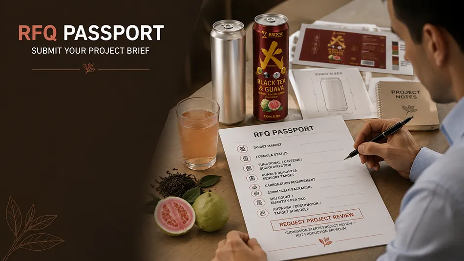 330ml Sleek Black Tea Guava energy drink rfq passport cta for OEM project review