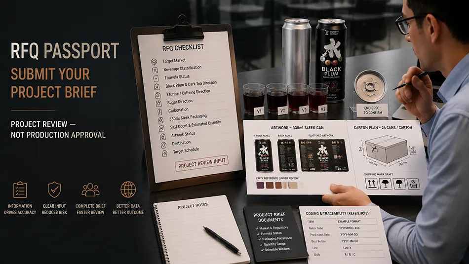 330ml Sleek Dark Tea Black Plum energy drink rfq passport cta for OEM project review