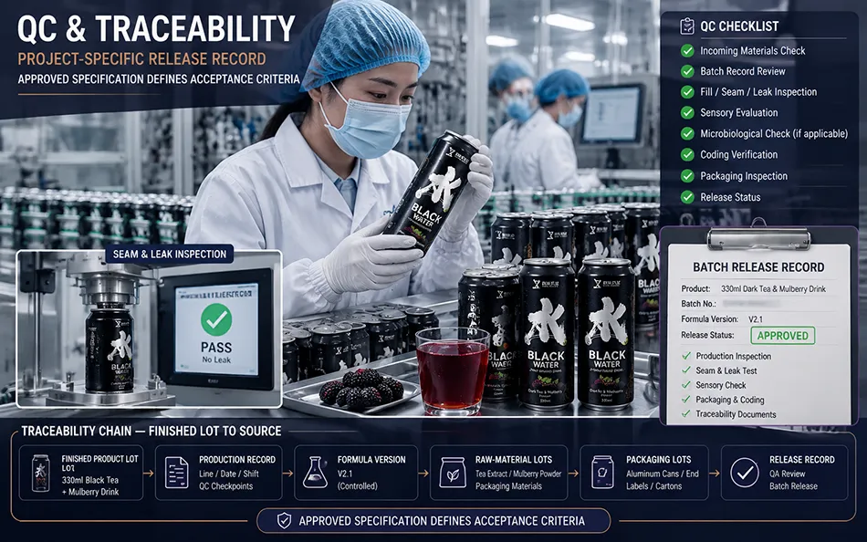330ml Sleek Dark Tea Mulberry energy drink qc & traceability for OEM project review