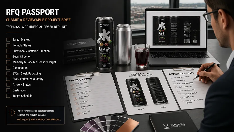 330ml Sleek Dark Tea Mulberry energy drink rfq passport cta for OEM project review