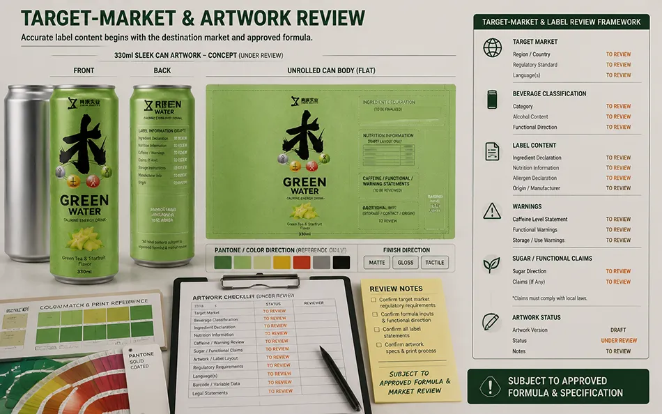 330ml Sleek Green Tea Starfruit energy drink target-market & artwork review for OEM project review