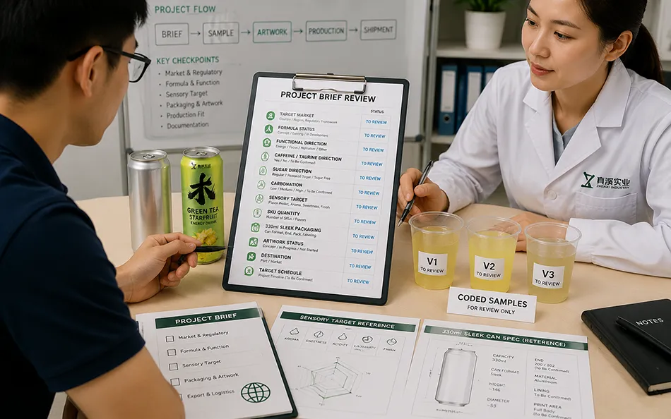 330ml Sleek Green Tea Starfruit energy drink project brief review for OEM project review