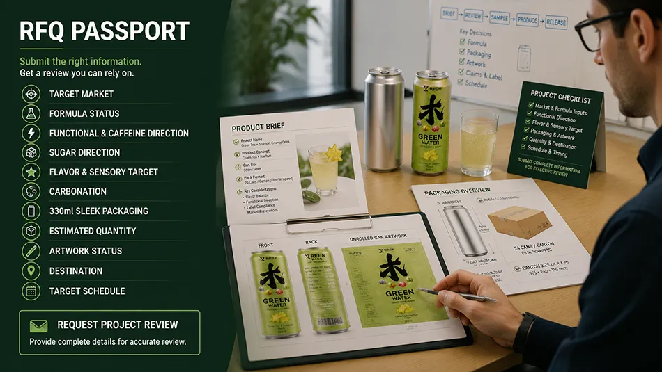 330ml Sleek Green Tea Starfruit energy drink rfq passport cta for OEM project review
