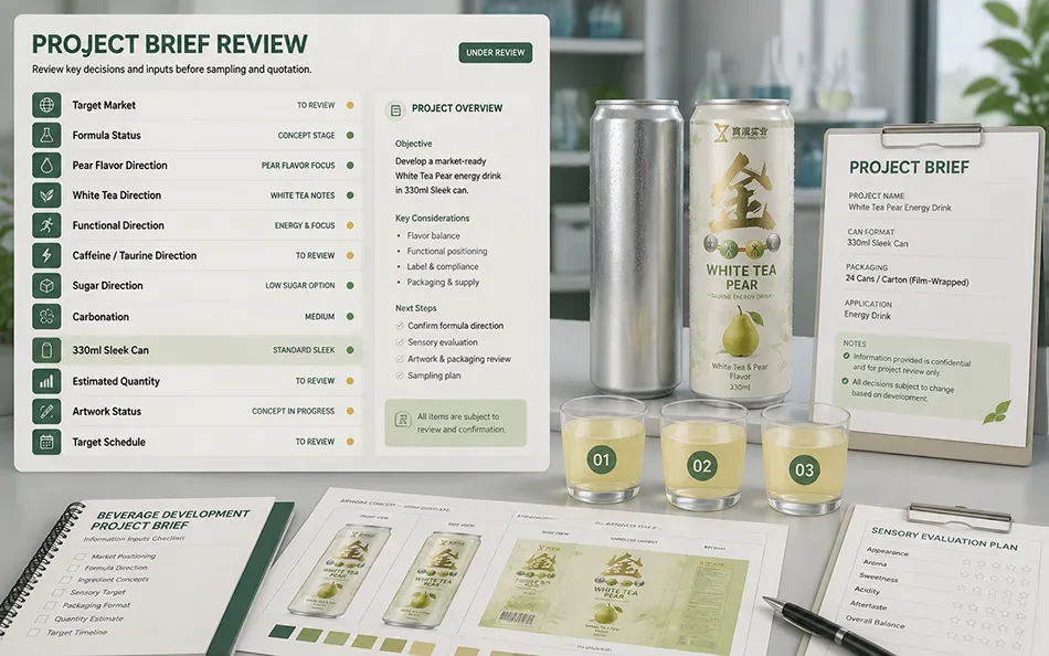 330ml Sleek White Tea Pear energy drink project brief review for OEM project review