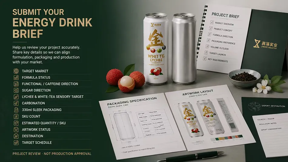 330ml Sleek White Tea Lychee energy drink rfq passport cta for OEM project review