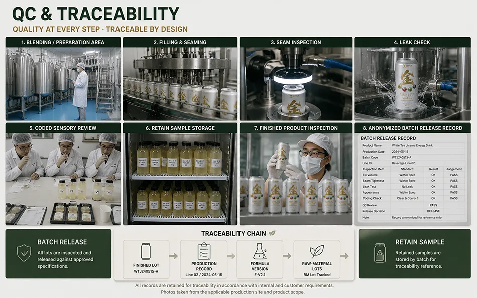 330ml Sleek White Tea Jicama energy drink qc & traceability for OEM project review