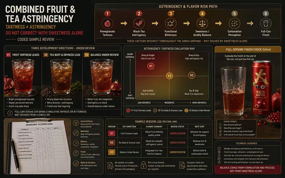 500ml Standard Black Tea Pomegranate energy drink product-specific technical review for OEM project review