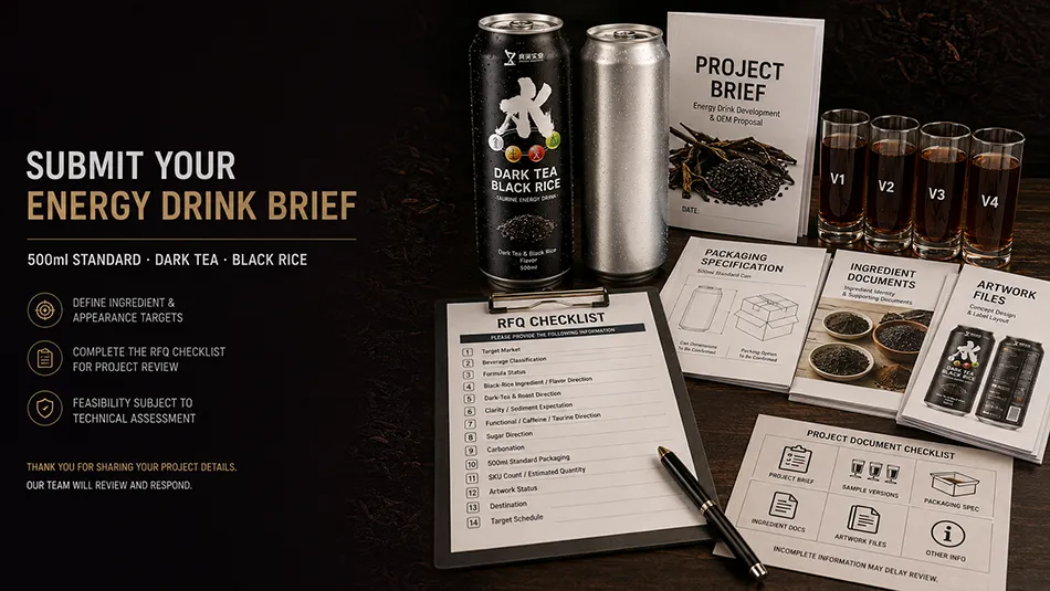 500ml Standard Dark Tea Black Rice energy drink rfq passport cta for OEM project review