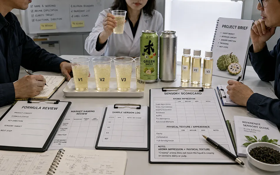 500ml Standard Green Tea Sugar Apple energy drink formula & sensory review for OEM project review