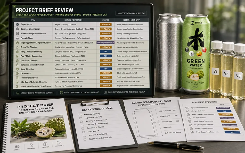 500ml Standard Green Tea Sugar Apple energy drink project brief review for OEM project review