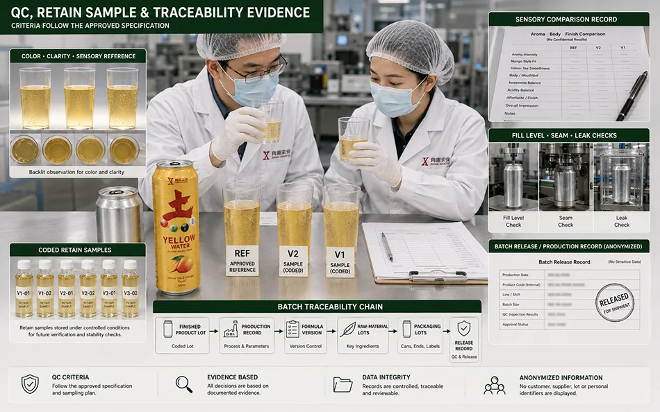 500ml Standard Yellow Tea Mango energy drink qc & traceability for OEM project review