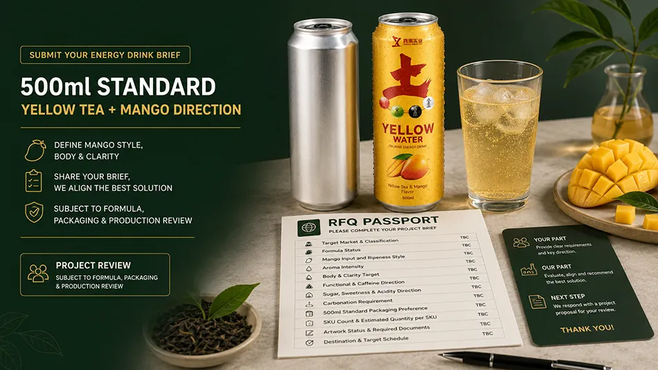 500ml Standard Yellow Tea Mango energy drink rfq passport cta for OEM project review