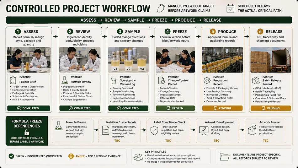 500ml Standard Yellow Tea Mango energy drink approval workflow for OEM project review