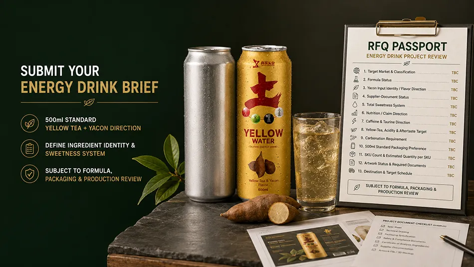 500ml Standard Yellow Tea Yacon energy drink rfq passport cta for OEM project review
