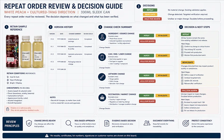 Retain sample version and change review for repeat white peach hard seltzer orders