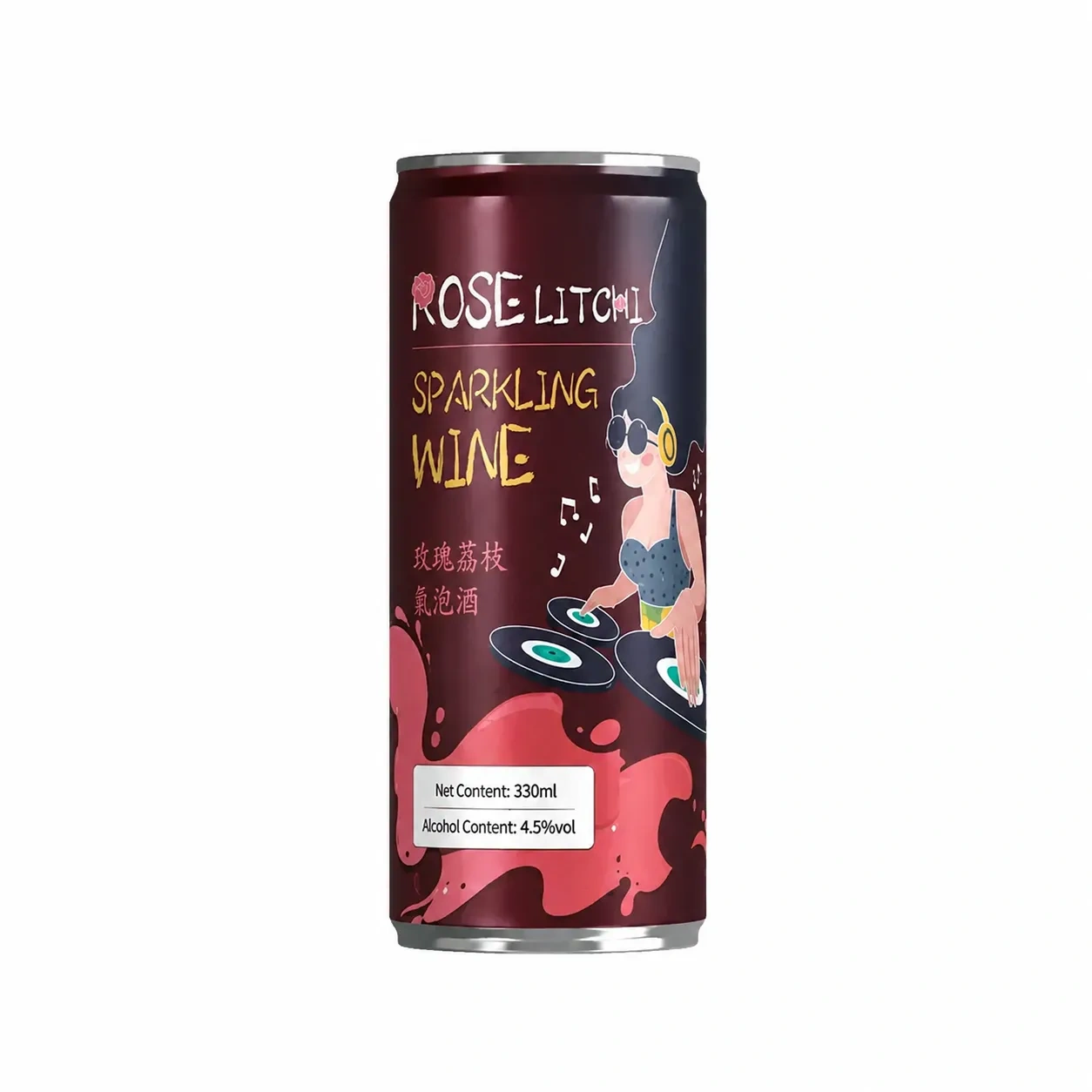 ZhenXi 330ML Rose & Lychee Flavor Sparkling Wine-Hard Seltzer