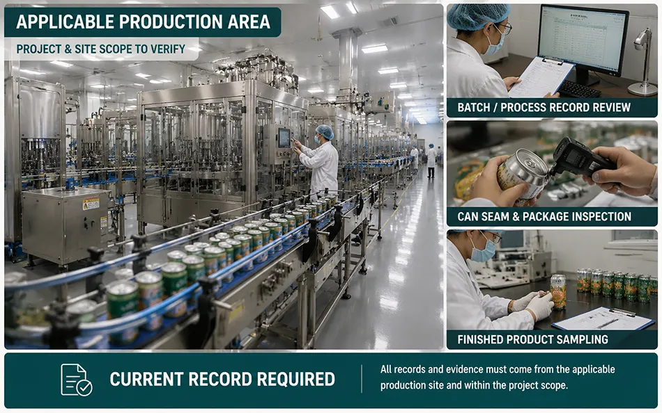 Illustrative beverage production and quality-control review areas for project evidence