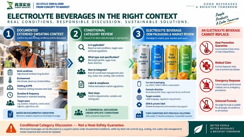 Conditional electrolyte drink category review for extended sweating