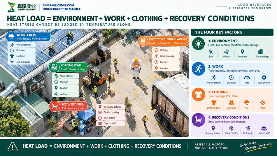 Workplace heat load assessment factors for different tasks