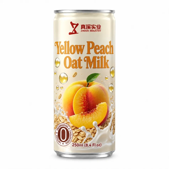 ZhenXi 250Ml (8.45 Fl oz) Canned Oat Milk Yellow Peach Flavor