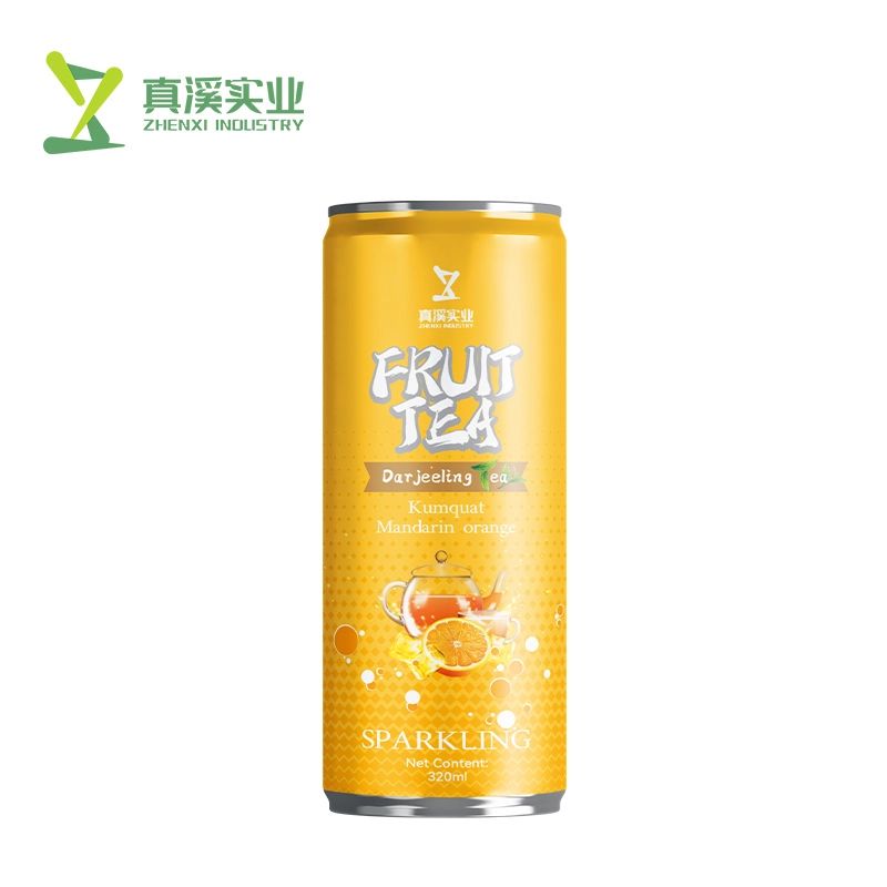 ZhenXi Kumquat Tangerine & Darjeeling Sparkling Tea can with Sparkling and 320ml net-content artwork