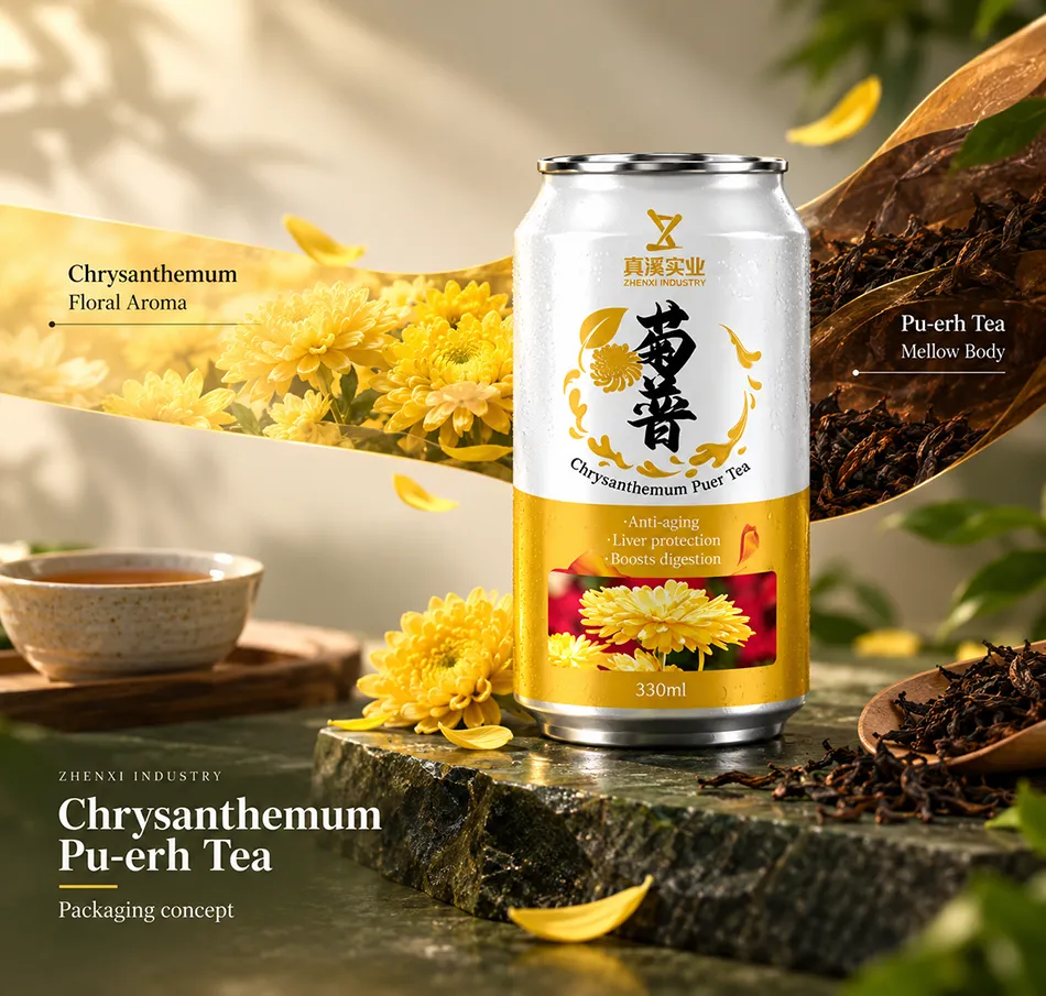 Packaging concept for Chrysanthemum Pu-erh Tea in a 330ml Standard aluminum can