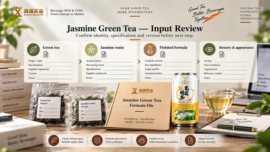 Input review for Jasmine Green Tea: green tea, jasmine route, finished formula