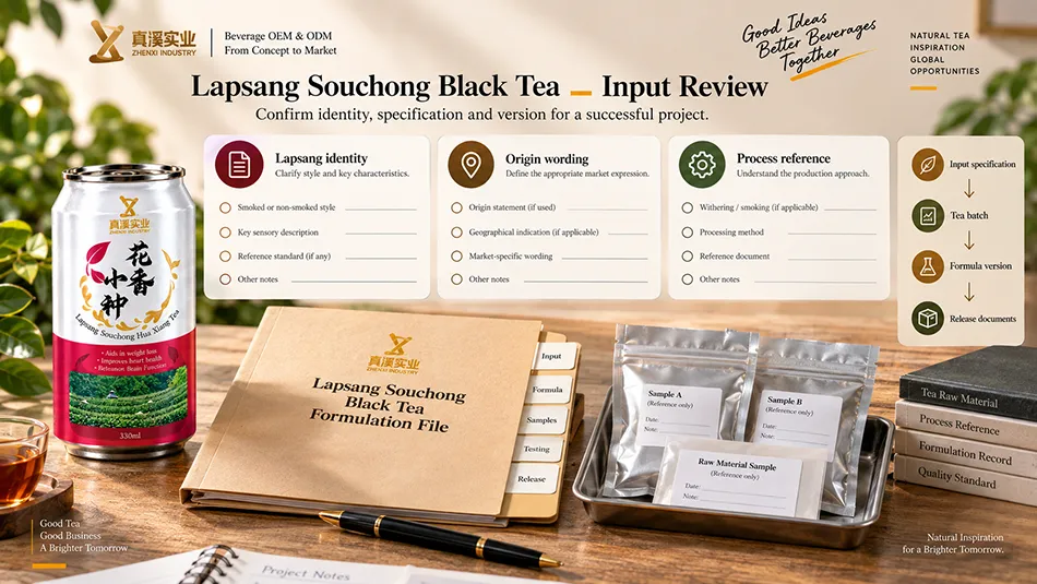 Input review for Lapsang Souchong Black Tea: lapsang identity, origin wording, process reference