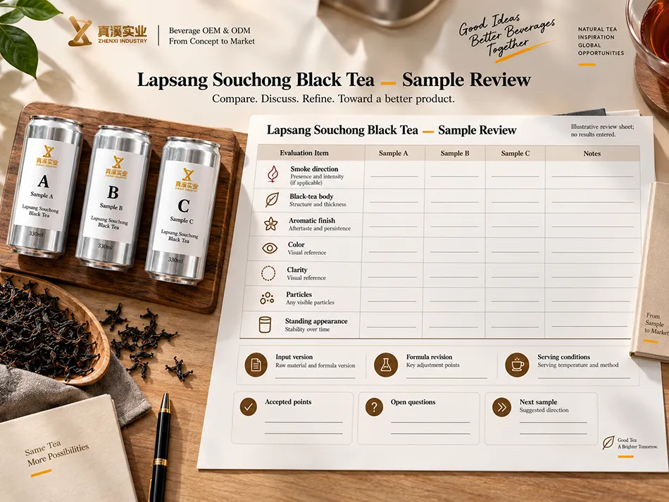 Blank Lapsang Souchong Black Tea sample comparison sheet with product-specific sensory and appearance fields