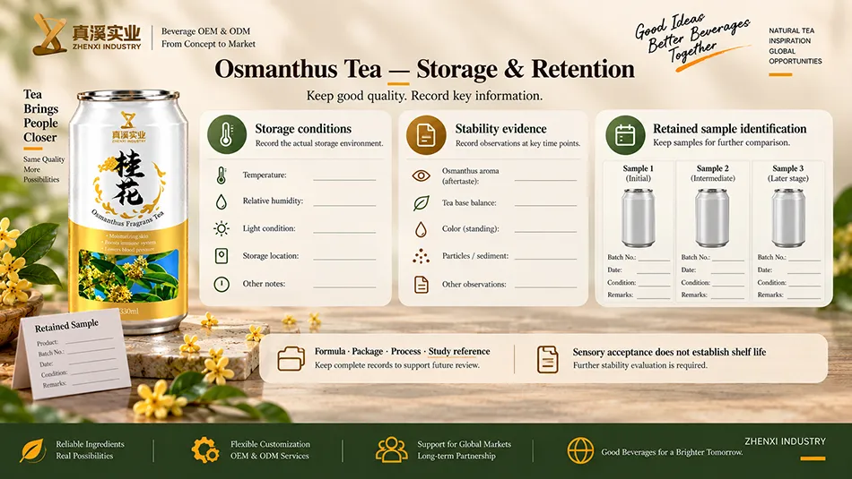 Storage, stability evidence and retained-sample records to review for Osmanthus Tea