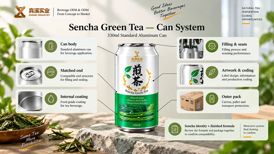 Illustrative 330ml Standard can system review for the Sencha Green Tea formula