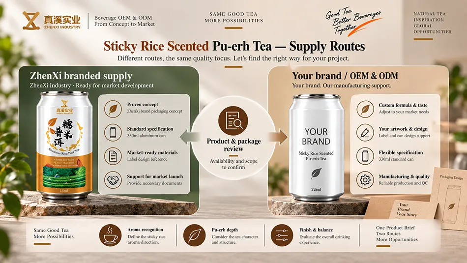 ZhenXi branded supply and private-label project routes for Sticky Rice Scented Pu-erh Tea