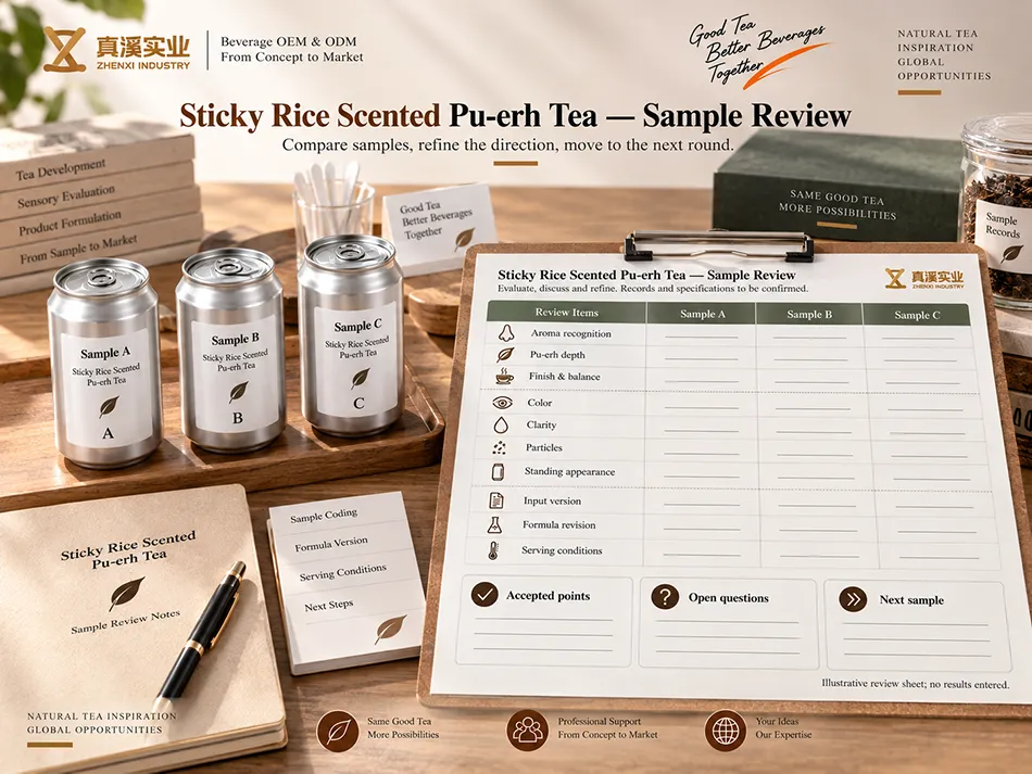 Blank Sticky Rice Scented Pu-erh Tea sample comparison sheet with product-specific sensory and appearance fields