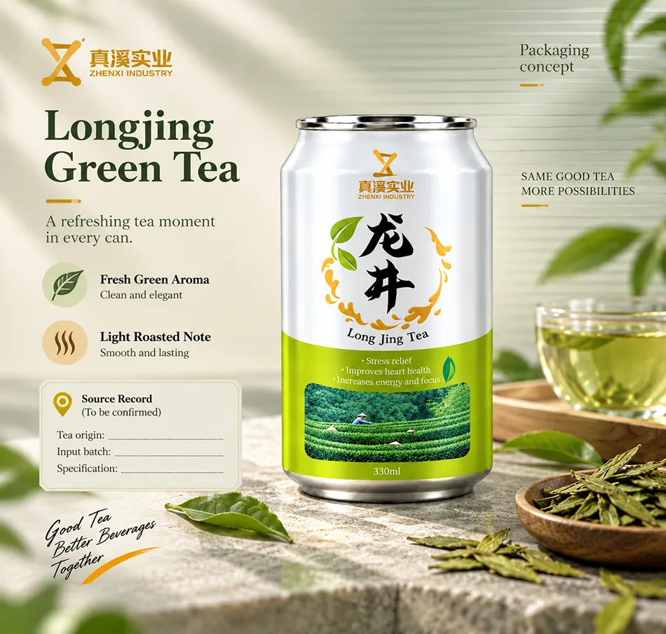 Packaging concept for Longjing Green Tea in a 330ml Standard aluminum can