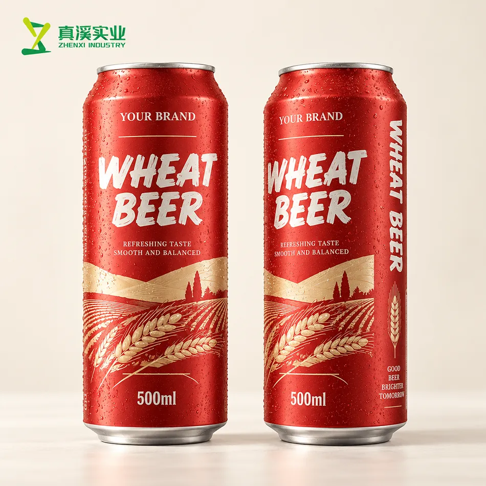 500ml wheat beer can concept shown in front and three-quarter views
