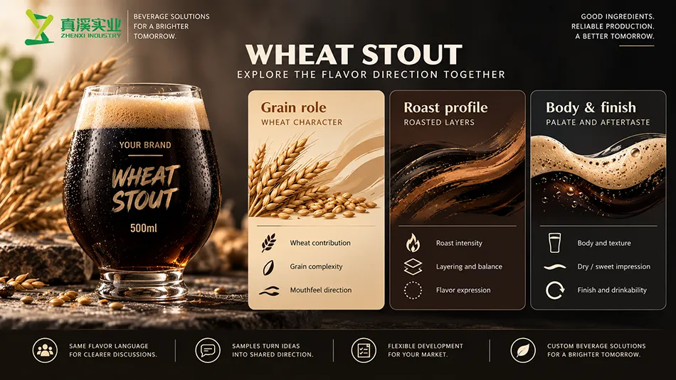 Wheat Stout Beer sensory-review concept covering grain role, roast profile, body & finish