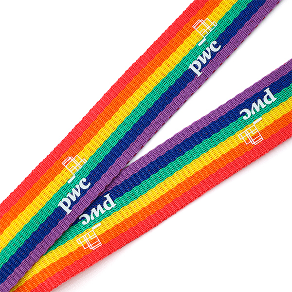 Woven Rainbow Lanyard With Printed Logo,yourdyesub.com