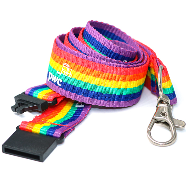 Woven Rainbow Lanyard With Printed Logo | customized rainbow lanyard,yourdyesub.com,Woven Rainbow Lanyard With Printed Logo | customized rainbow lanyard