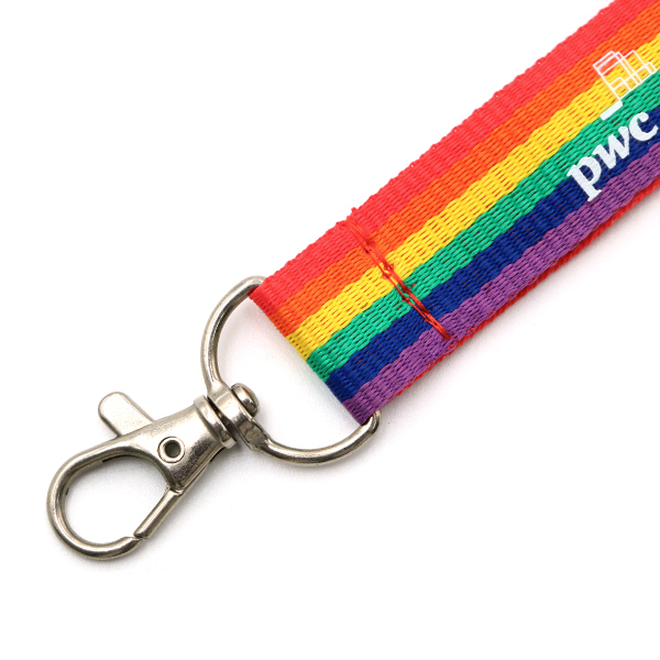 Woven Rainbow Lanyard With Printed Logo,yourdyesub.com