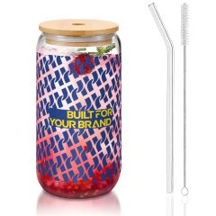 16 oz Glass Tumbler with Bamboo Lid & Straw (Crystal Decal),yourdyesub.com,16 oz Glass Tumbler with Bamboo Lid & Straw (Crystal Decal)