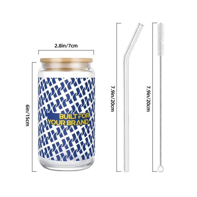 16 oz Glass Tumbler with Bamboo Lid & Straw (Crystal Decal),yourdyesub.com,16 oz Glass Tumbler with Bamboo Lid & Straw (Crystal Decal)